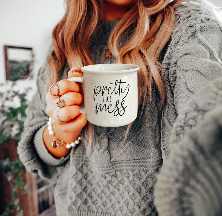 Pretty Hot Mess Ceramic Coffee Mug 14oz Double Sided Fun Gift for Coffee Lovers