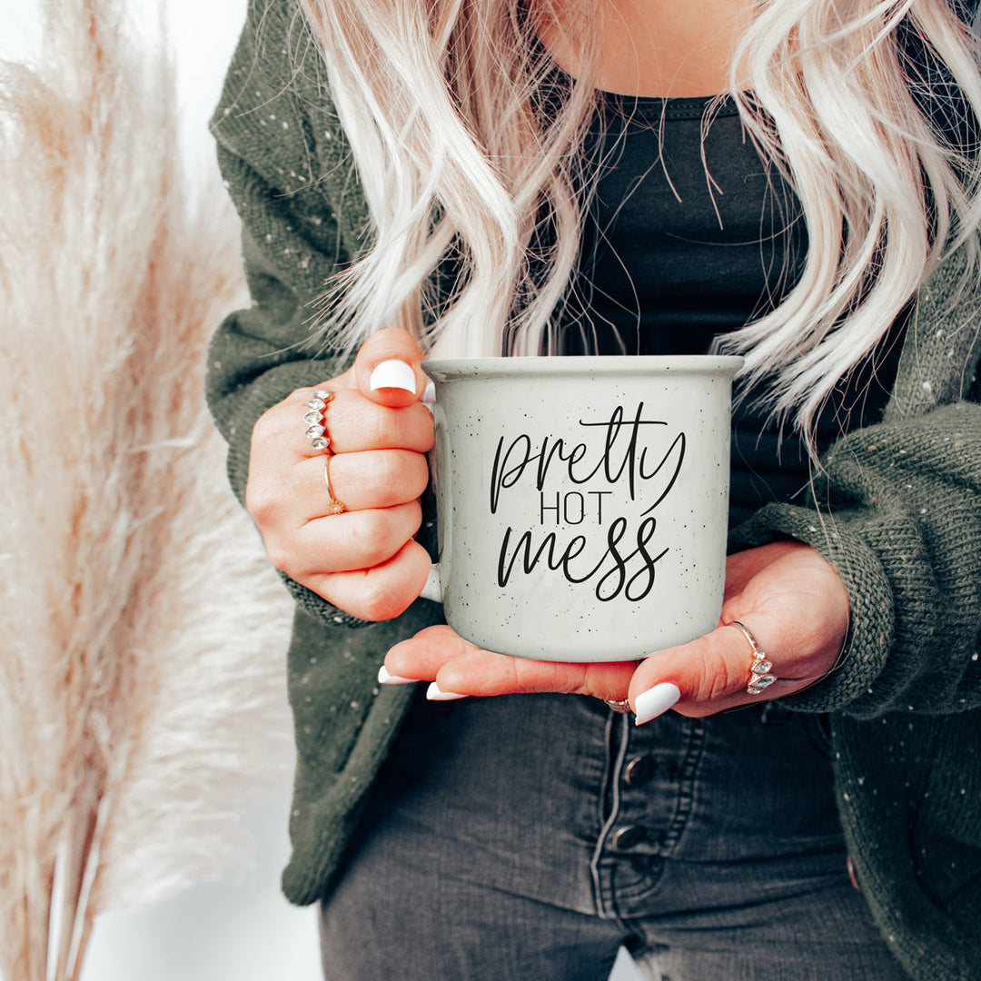 Pretty Hot Mess Ceramic Coffee Mug 14oz Double Sided Fun Gift for Coffee Lovers