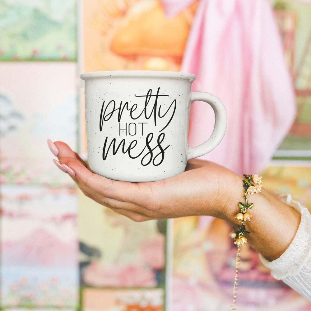 Pretty Hot Mess Ceramic Coffee Mug 14oz Double Sided Fun Gift for Coffee Lovers