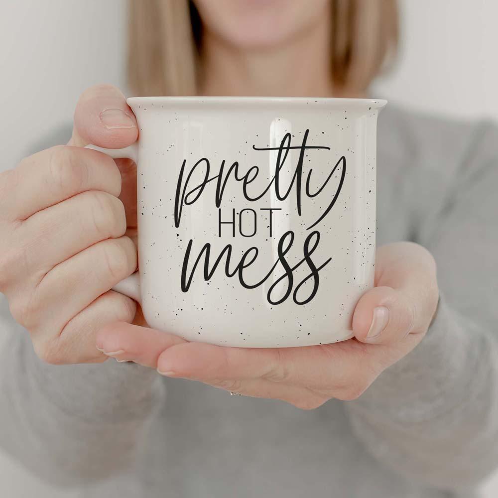 Pretty Hot Mess Ceramic Coffee Mug 14oz Double Sided Fun Gift for Coffee Lovers