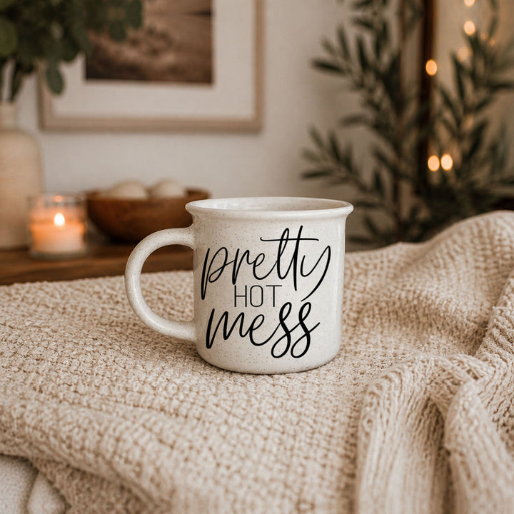 Pretty Hot Mess Ceramic Coffee Mug 14oz Double Sided Fun Gift for Coffee Lovers