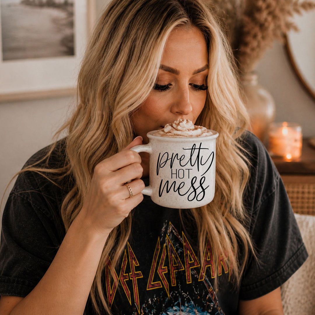 Pretty Hot Mess Ceramic Coffee Mug 14oz Double Sided Fun Gift for Coffee Lovers