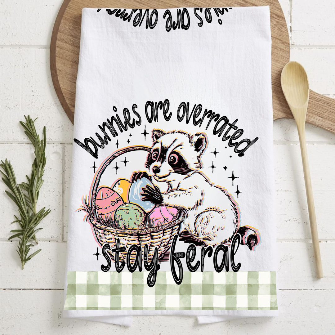 Stay Feral Raccoon Kitchen Tea Towel Funny Easter Fun Gift for Family &amp; Friends
