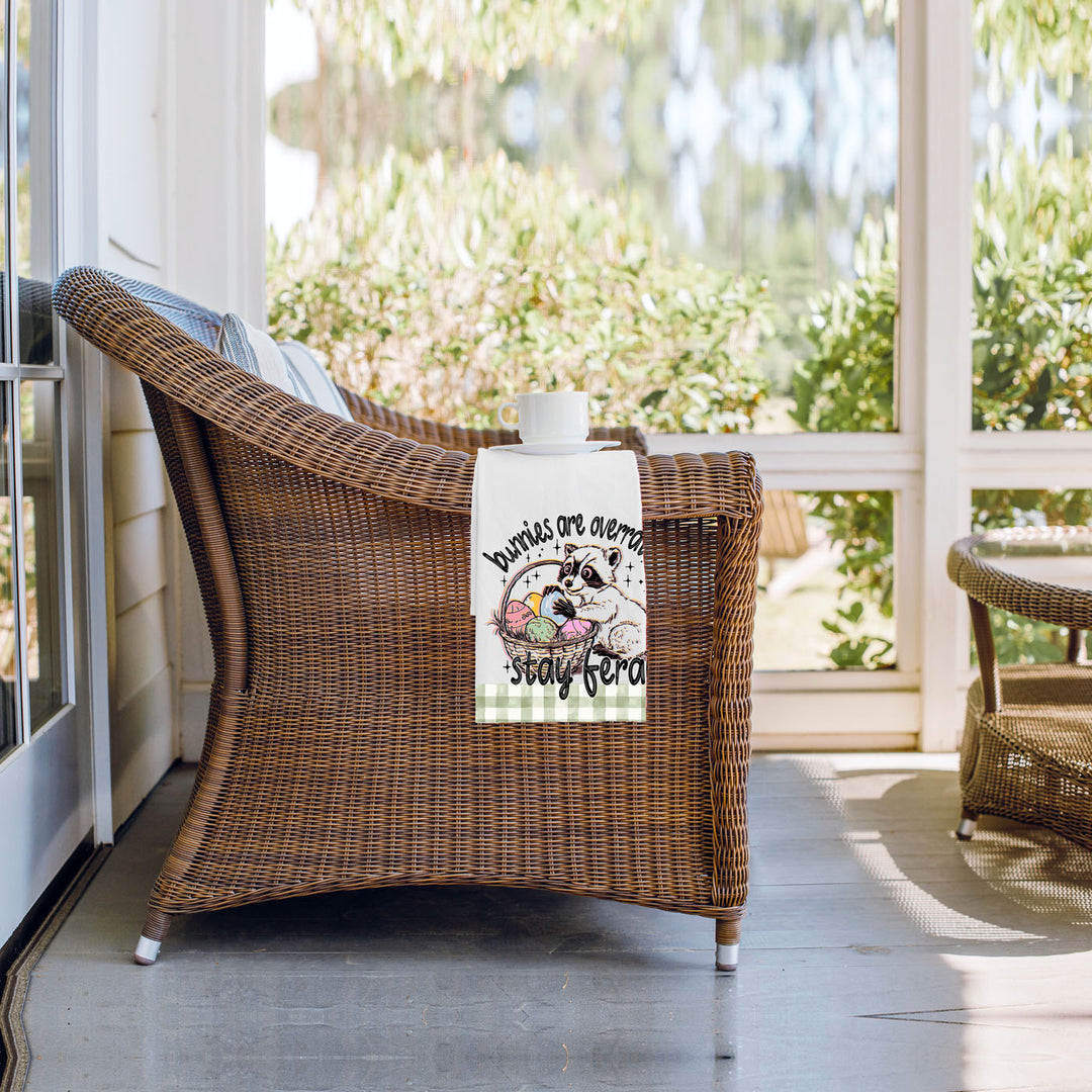 Stay Feral Raccoon Kitchen Tea Towel Funny Easter Fun Gift for Family &amp; Friends