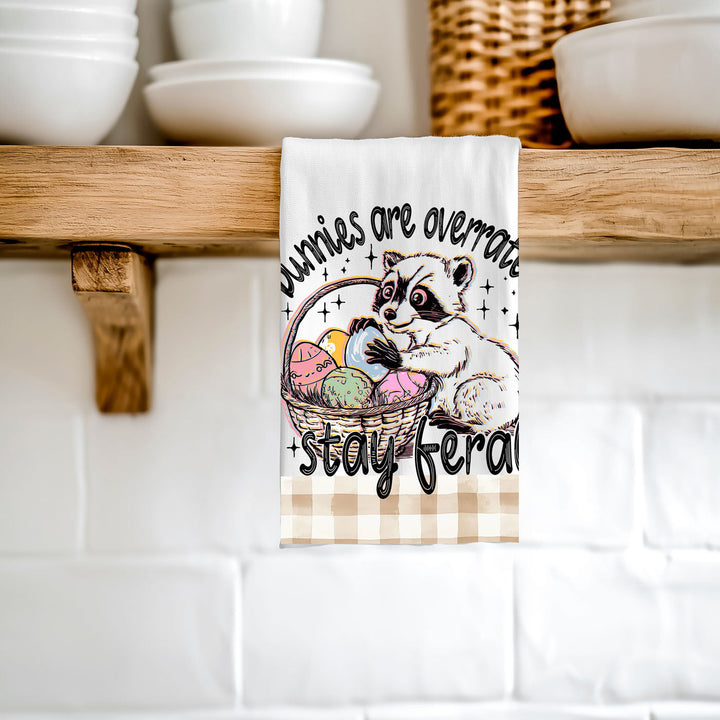 Stay Feral Raccoon Kitchen Tea Towel Funny Easter Fun Gift for Family &amp; Friends