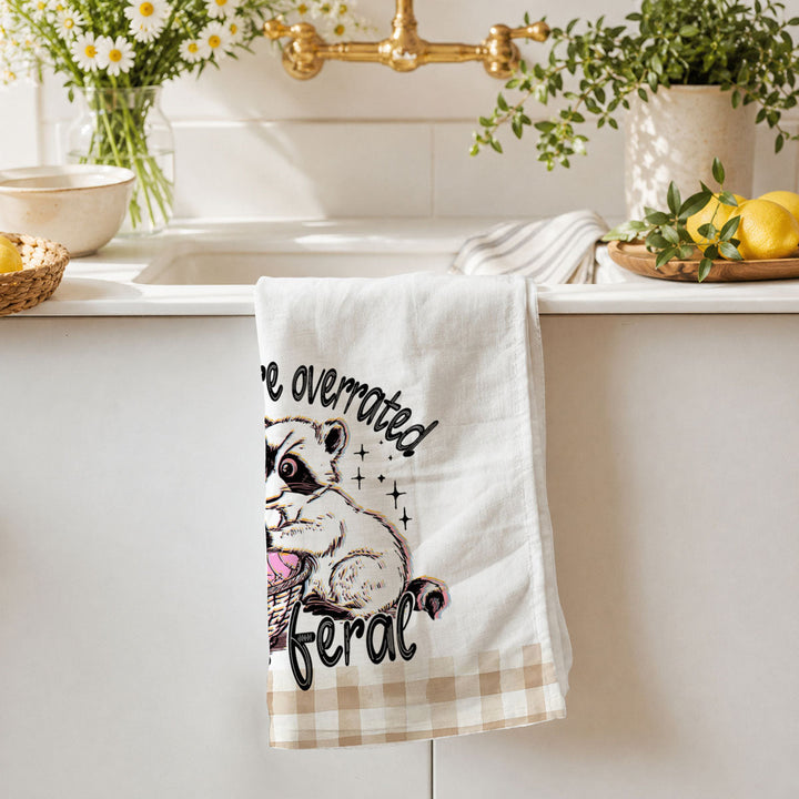 Stay Feral Raccoon Kitchen Tea Towel Funny Easter Fun Gift for Family &amp; Friends