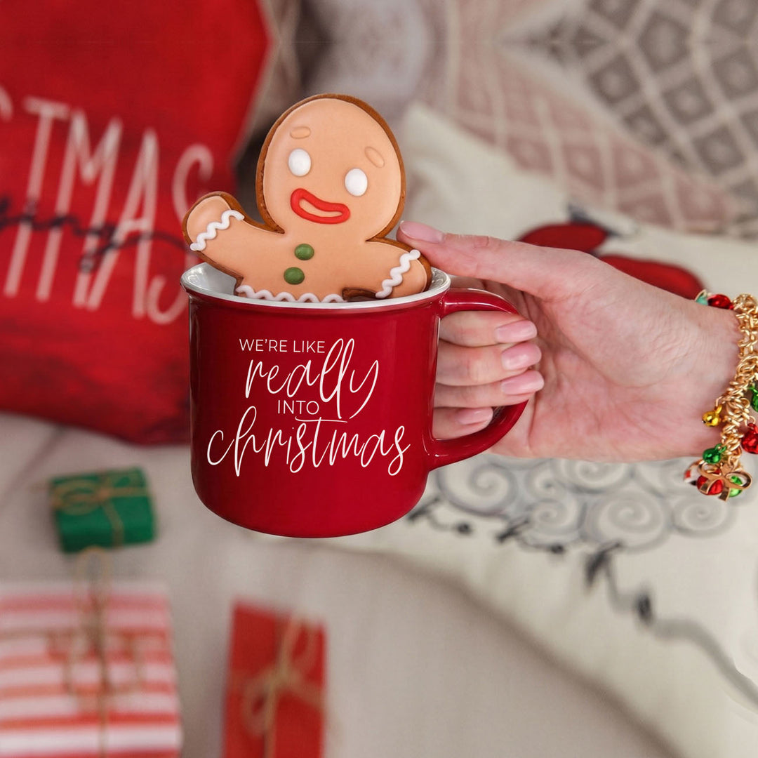 Really Into Christmas Funny Ceramic Coffee Mug 14oz Holiday Fun Gift for Friends