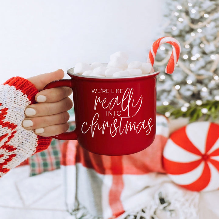 Really Into Christmas Funny Ceramic Coffee Mug 14oz Holiday Fun Gift for Friends