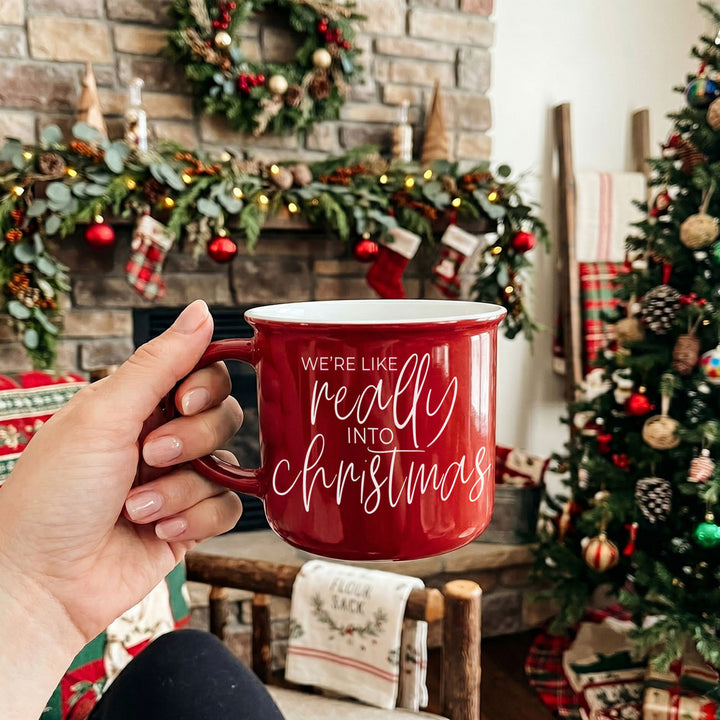 Really Into Christmas Funny Ceramic Coffee Mug 14oz Holiday Fun Gift for Friends