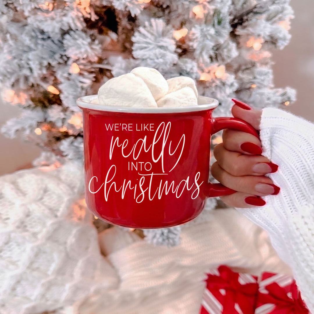 Really Into Christmas Funny Ceramic Coffee Mug 14oz Holiday Fun Gift for Friends