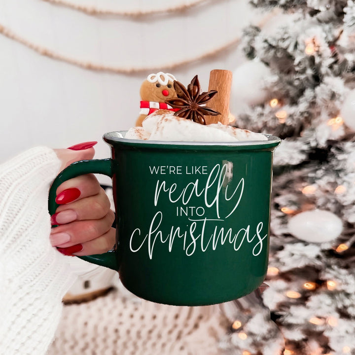 Really Into Christmas Funny Ceramic Coffee Mug 14oz Holiday Fun Gift for Friends