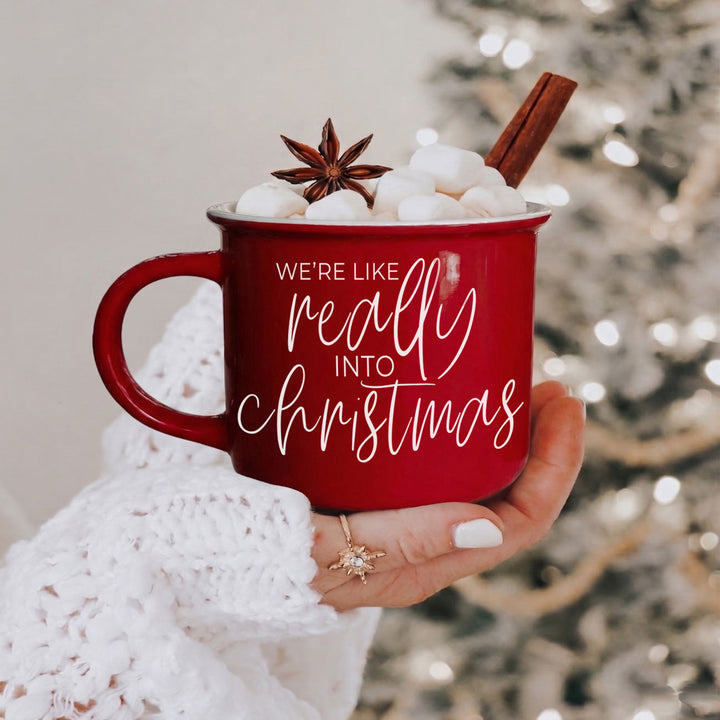 Really Into Christmas Funny Ceramic Coffee Mug 14oz Holiday Fun Gift for Friends