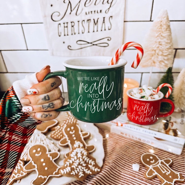 Really Into Christmas Funny Ceramic Coffee Mug 14oz Holiday Fun Gift for Friends