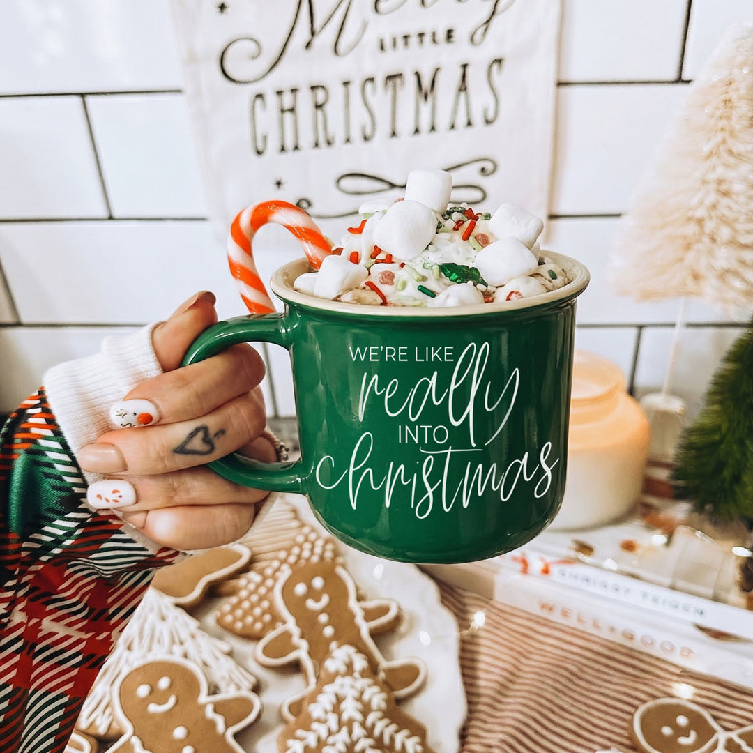 Really Into Christmas Funny Ceramic Coffee Mug 14oz Holiday Fun Gift for Friends