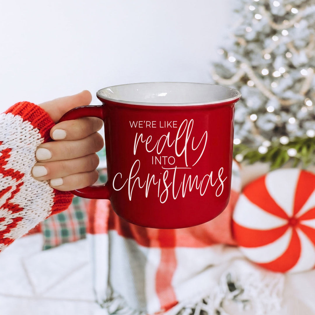 Really Into Christmas Funny Ceramic Coffee Mug 14oz Holiday Fun Gift for Friends