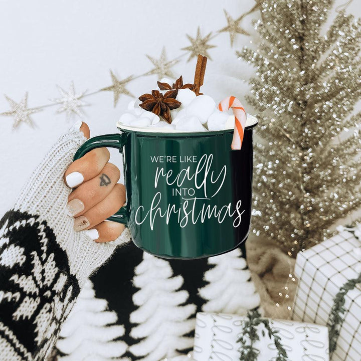 Really Into Christmas Funny Ceramic Coffee Mug 14oz Holiday Fun Gift for Friends