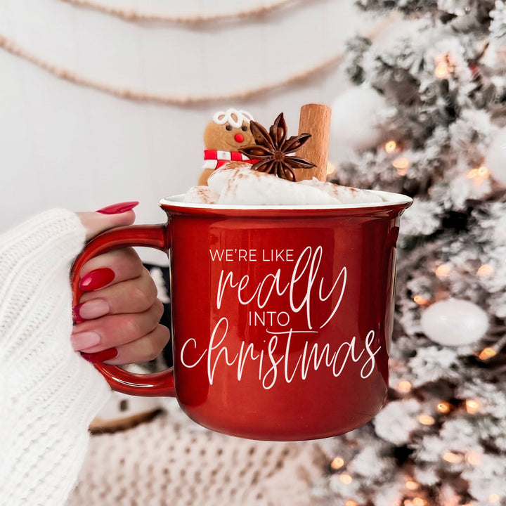 Really Into Christmas Funny Ceramic Coffee Mug 14oz Holiday Fun Gift for Friends
