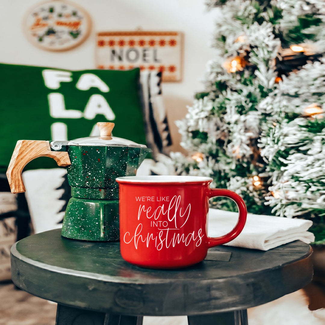 Really Into Christmas Funny Ceramic Coffee Mug 14oz Holiday Fun Gift for Friends