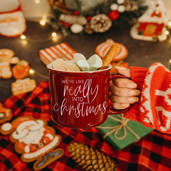 Really Into Christmas Funny Ceramic Coffee Mug 14oz Holiday Fun Gift for Friends