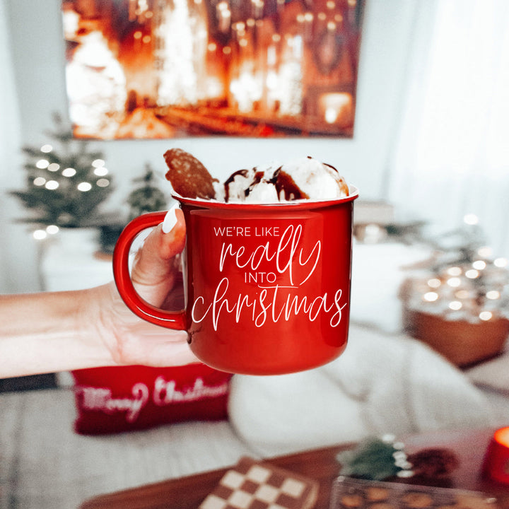 Really Into Christmas Funny Ceramic Coffee Mug 14oz Holiday Fun Gift for Friends