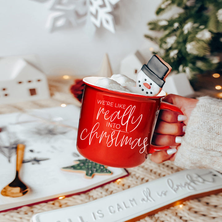 Really Into Christmas Funny Ceramic Coffee Mug 14oz Holiday Fun Gift for Friends
