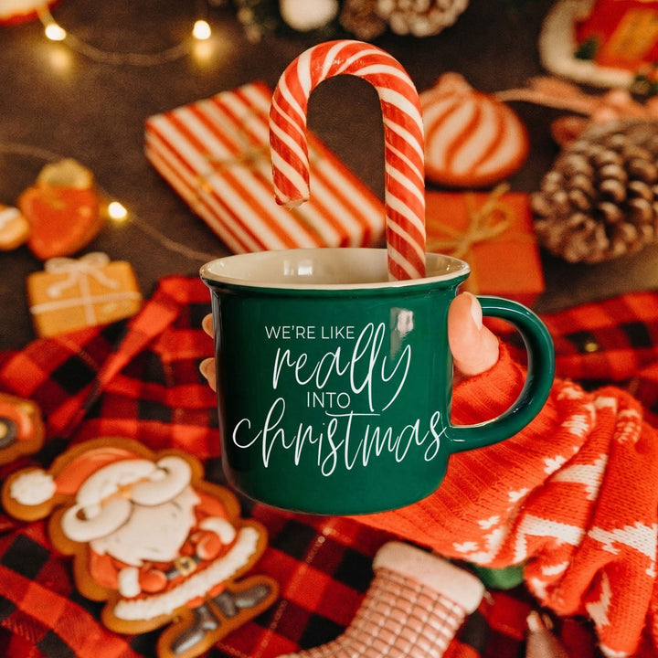 Really Into Christmas Funny Ceramic Coffee Mug 14oz Holiday Fun Gift for Friends