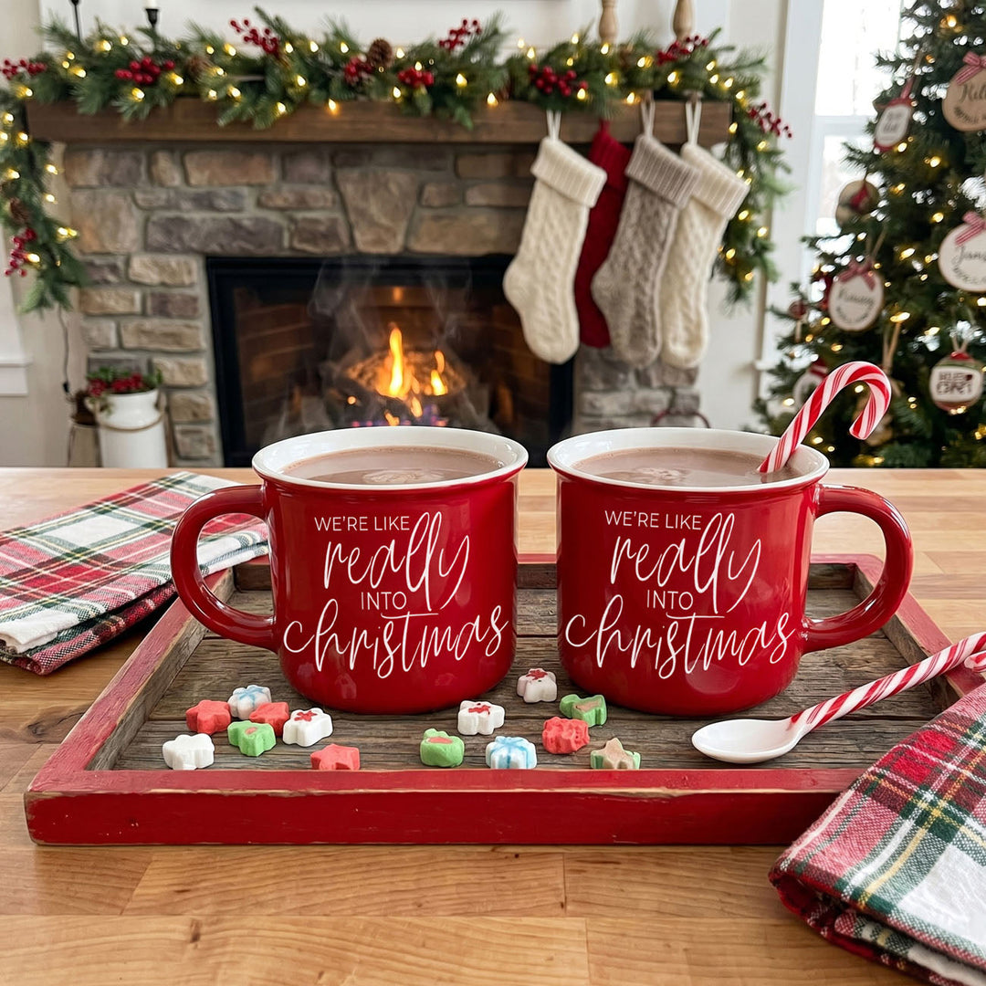 Really Into Christmas Funny Ceramic Coffee Mug 14oz Holiday Fun Gift for Friends