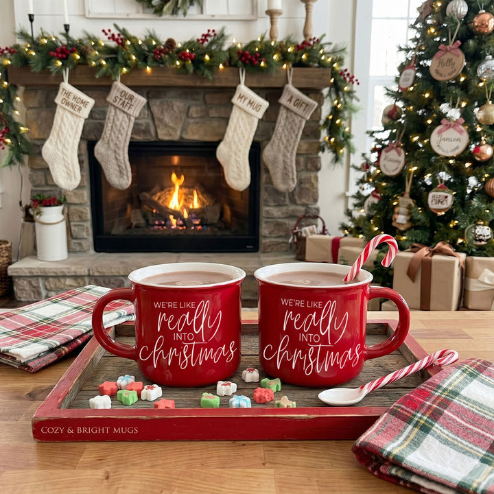 Really Into Christmas Funny Ceramic Coffee Mug 14oz Holiday Fun Gift for Friends