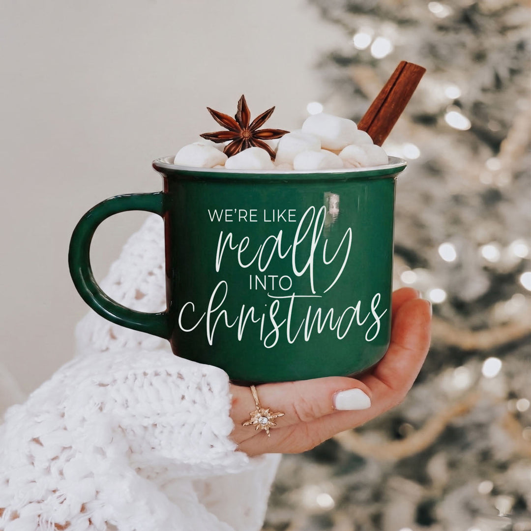 Really Into Christmas Funny Ceramic Coffee Mug 14oz Holiday Fun Gift for Friends