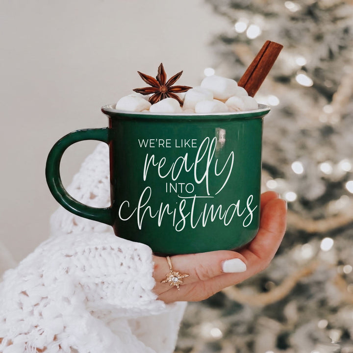 Really Into Christmas Funny Ceramic Coffee Mug 14oz Holiday Fun Gift for Friends
