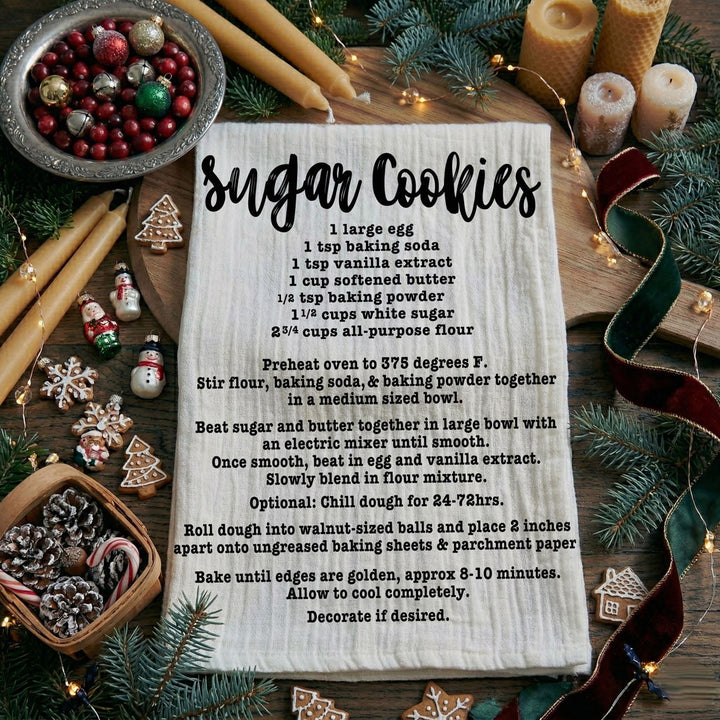 Holiday Cookies Recipe Kitchen Tea Towels Christmas Great Holiday Gift PRE-ORDER