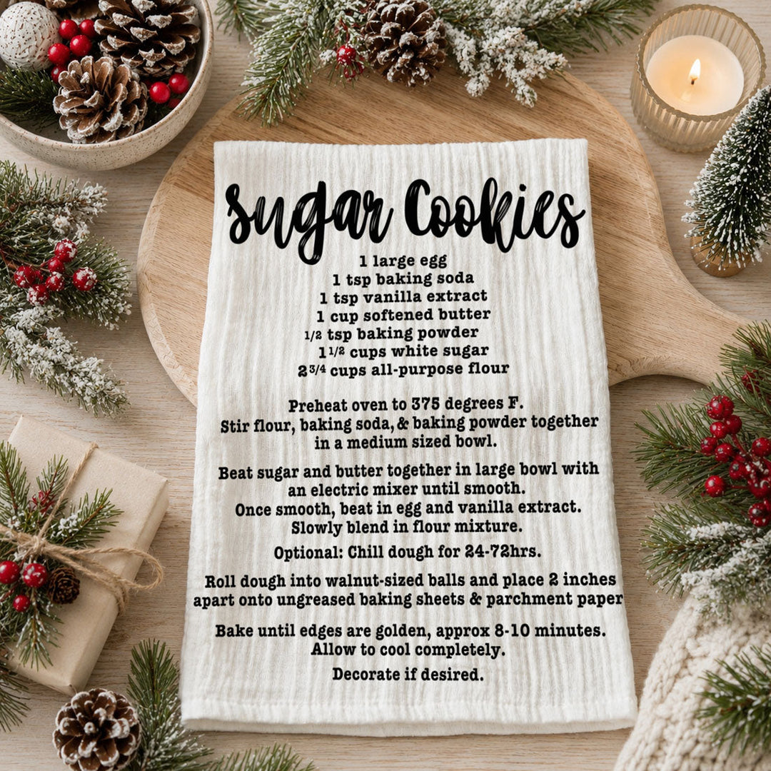 Holiday Cookies Recipe Kitchen Tea Towels Christmas Great Holiday Gift PRE-ORDER
