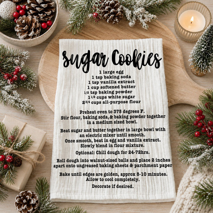 Holiday Cookies Recipe Kitchen Tea Towels Christmas Great Holiday Gift PRE-ORDER