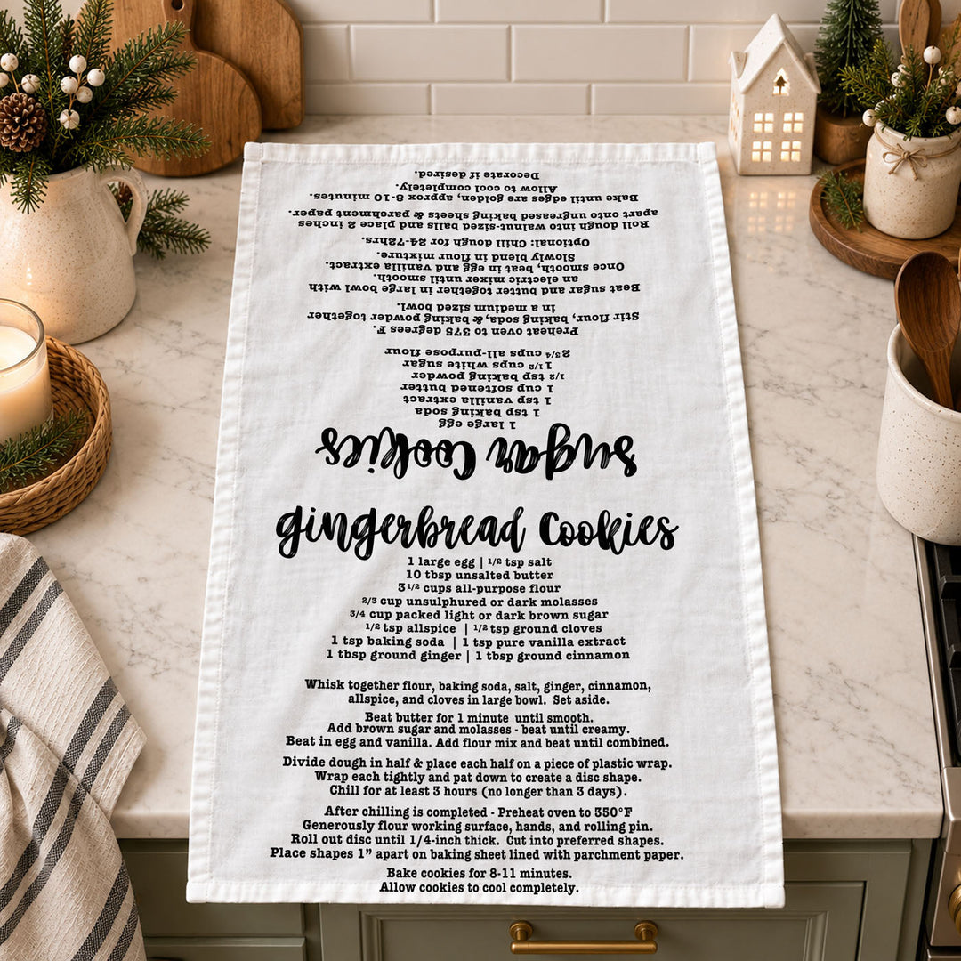 Holiday Cookies Recipe Kitchen Tea Towels Christmas Great Holiday Gift PRE-ORDER