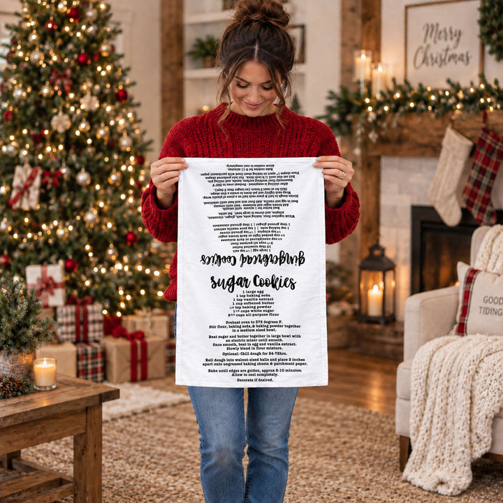 Holiday Cookies Recipe Kitchen Tea Towels Christmas Great Holiday Gift PRE-ORDER