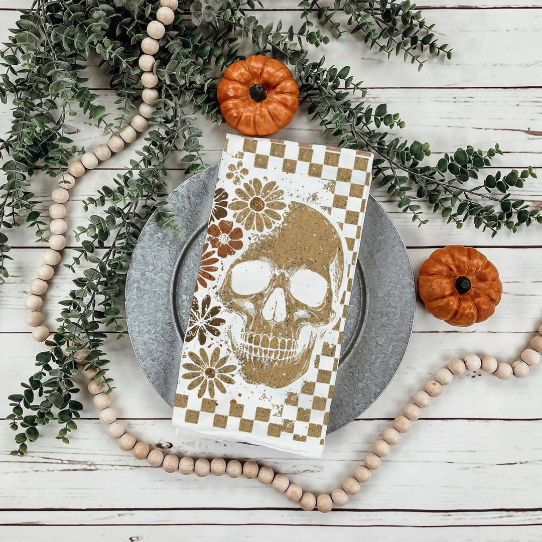 Retro Halloween Ghost Skull Kitchen Tea Towel Spooky Decor Fun Gift for Friends
