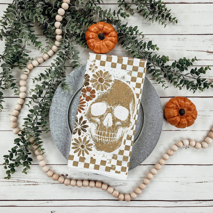 Retro Halloween Ghost Skull Kitchen Tea Towel Spooky Decor Fun Gift for Friends