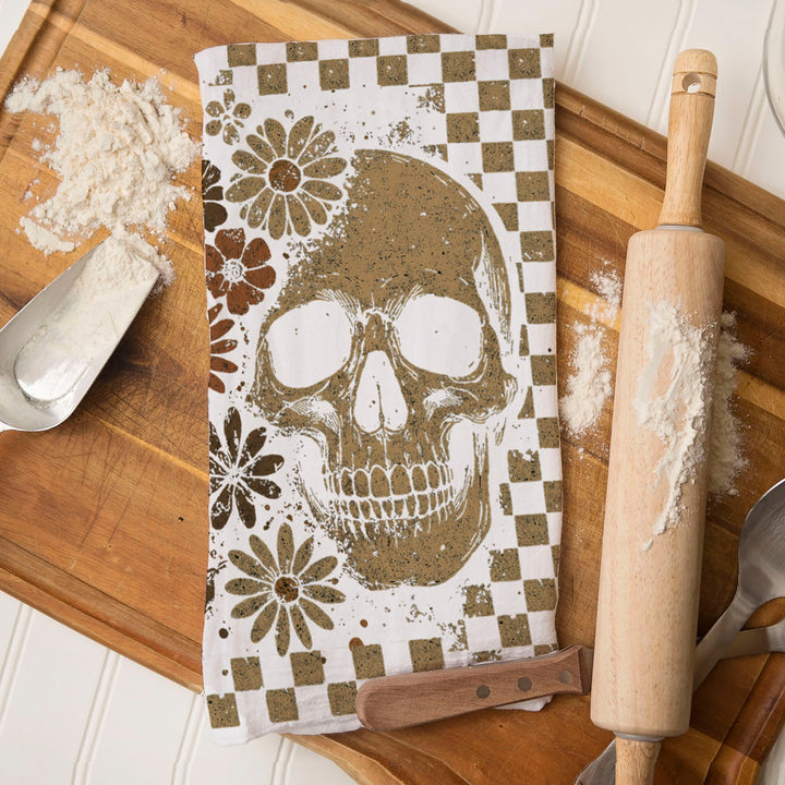 Retro Halloween Ghost Skull Kitchen Tea Towel Spooky Decor Fun Gift for Friends