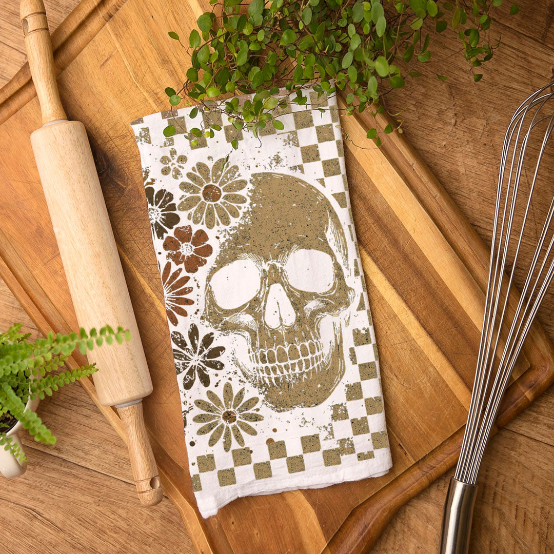 Retro Halloween Ghost Skull Kitchen Tea Towel Spooky Decor Fun Gift for Friends