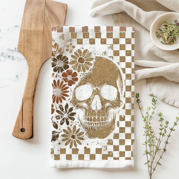 Retro Halloween Ghost Skull Kitchen Tea Towel Spooky Decor Fun Gift for Friends