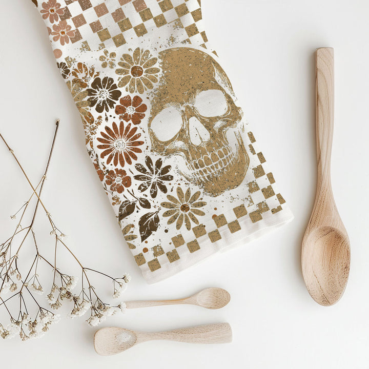 Retro Halloween Ghost Skull Kitchen Tea Towel Spooky Decor Fun Gift for Friends
