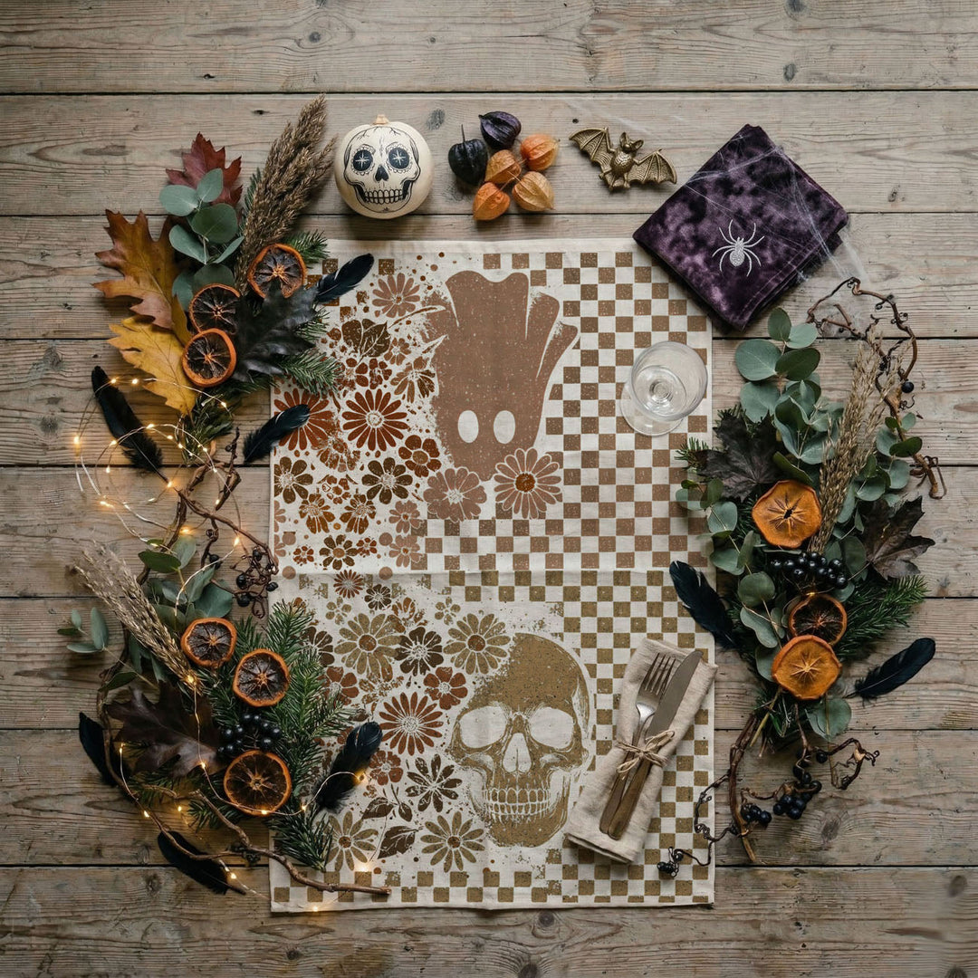 Retro Halloween Ghost Skull Kitchen Tea Towel Spooky Decor Fun Gift for Friends