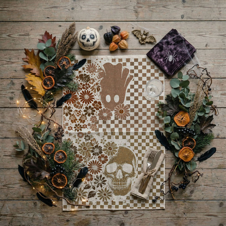 Retro Halloween Ghost Skull Kitchen Tea Towel Spooky Decor Fun Gift for Friends