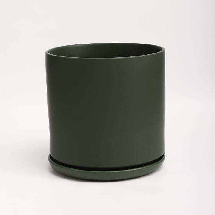 The Ceramic Cylinder Planter with Saucer, 2nd Generation