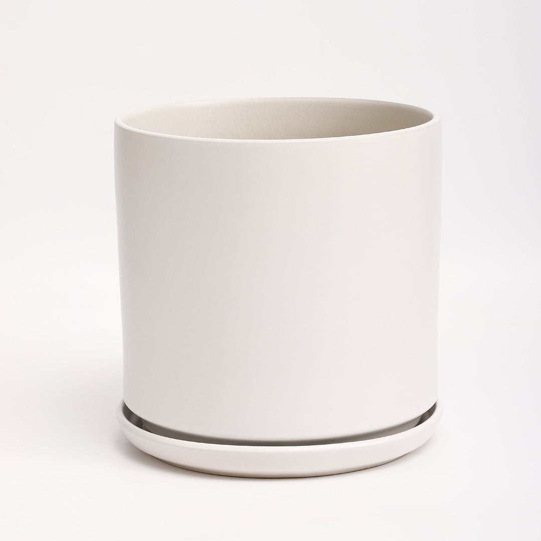 The Ceramic Cylinder Planter with Saucer, 2nd Generation