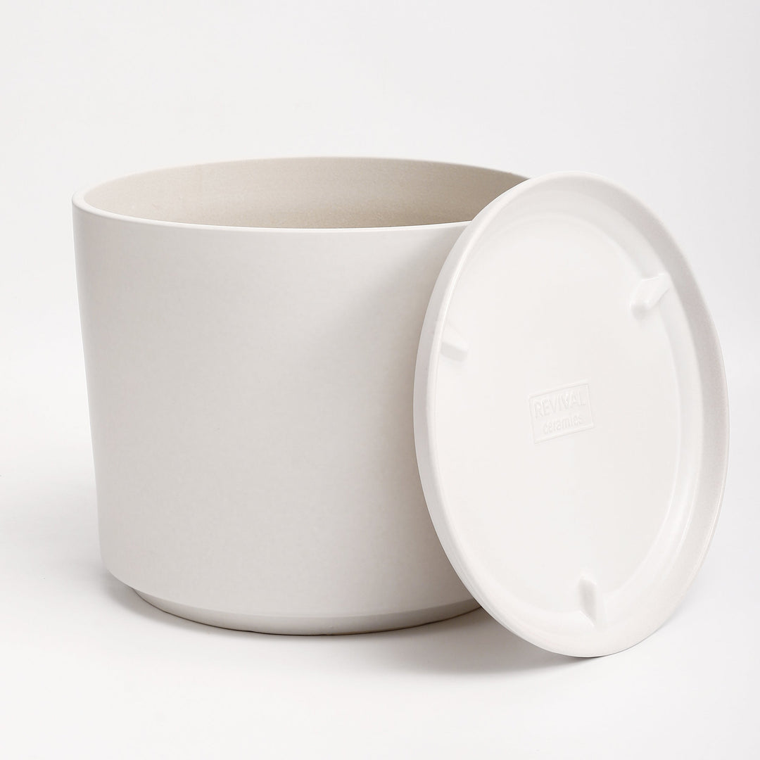 The Ceramic Cylinder Planter with Saucer, 2nd Generation