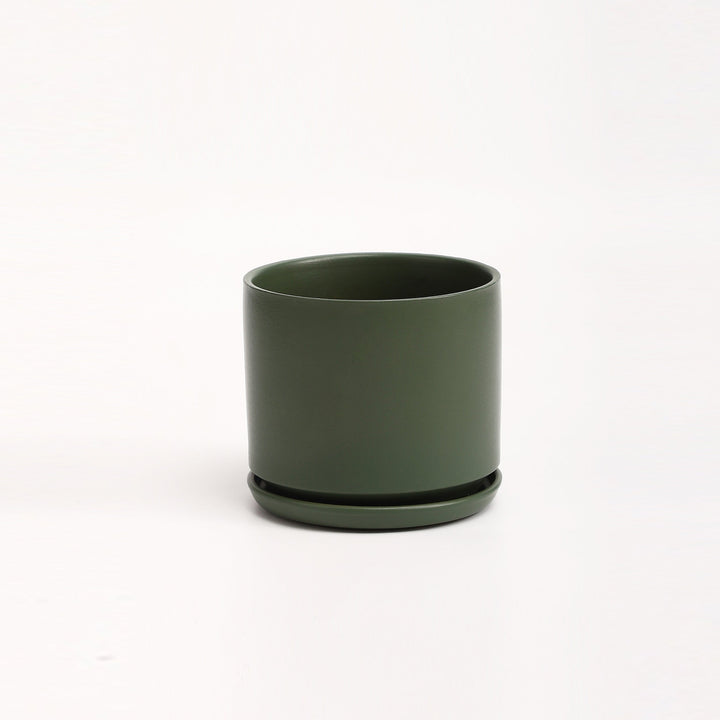 The Ceramic Cylinder Planter with Saucer, 2nd Generation