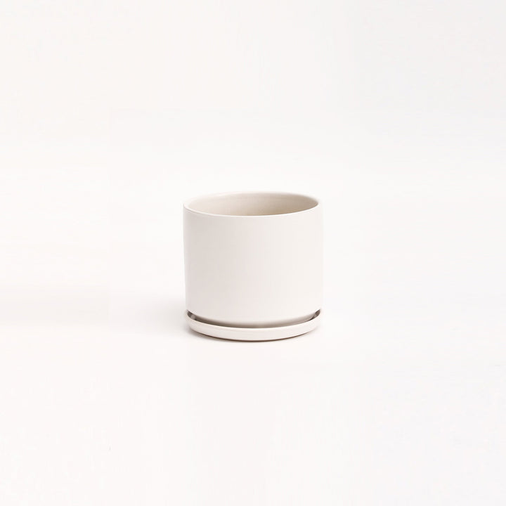 The Ceramic Cylinder Planter with Saucer, 2nd Generation