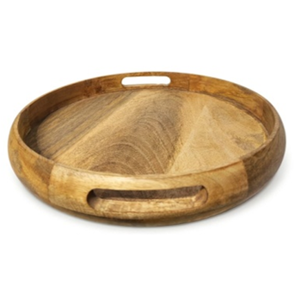 Round Mango Wood Serving Tray Natural