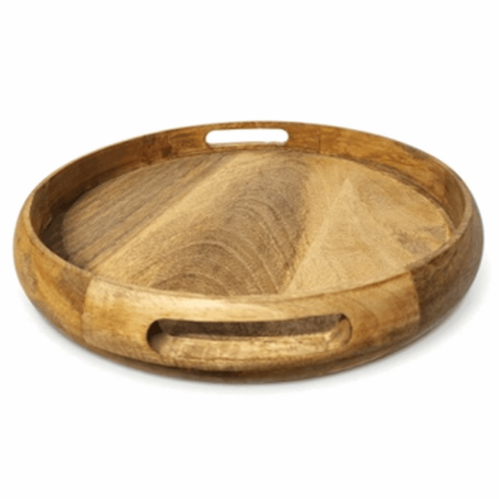 Round Mango Wood Serving Tray Natural